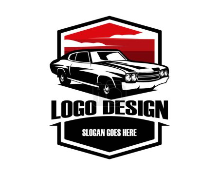 Téléchargez les illustrations : 1970 Ford Mustang isolé vue de côté fond blanc. meilleur pour les logos, badges, emblèmes, icônes, disponibles en eps 10. - en licence libre de droit