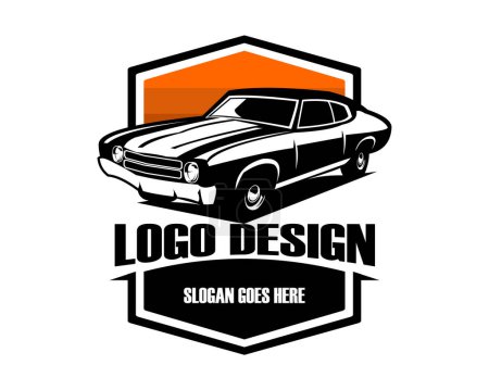 Téléchargez les illustrations : 1970 ford mustang voiture. design vectoriel silhouette. vue isolée de fond blanc de côté. Meilleur pour le logo, l'insigne, l'emblème, l'icône, la conception d'autocollants, l'industrie automobile. disponible eps 10. - en licence libre de droit