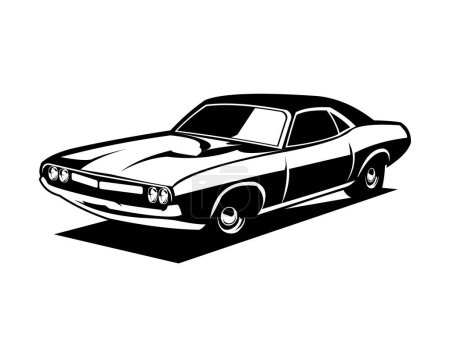 Illustration for Dodge challenger 1968. silhouette vector design view from side isolated white background. Best for logo, badge, emblem, icon, design sticker, vintage car industry. available in eps 10 - Royalty Free Image