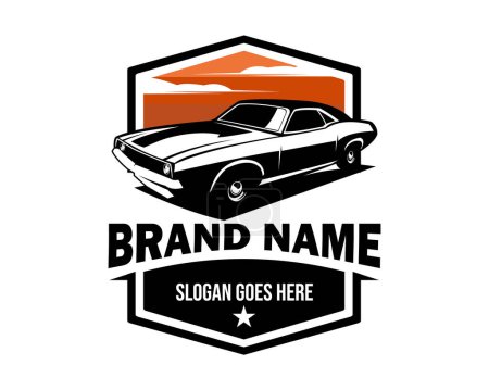 Illustration for Dodge challenger car 1968 white background isolated side view. best for logos, badges, emblems, icons. available in eps 10. - Royalty Free Image
