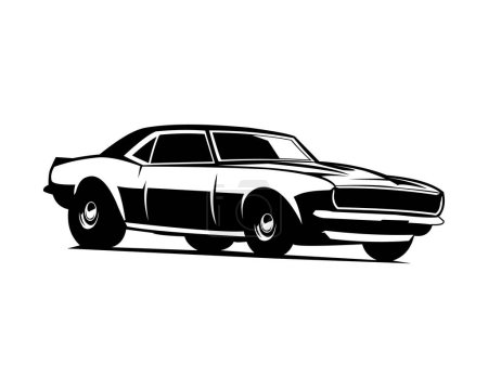 Ilustración de Viejo camaro coche aislado blanco vista lateral de fondo. mejor para logotipos, insignias, emblemas, iconos, disponible en eps 10. - Imagen libre de derechos