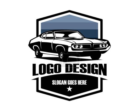 Illustration for Ford cobra torino car silhouette. appear from the side with an elegant style. premium vector design. isolated white background. Best for logo, badge, emblem, icon, sticker design. car industry. - Royalty Free Image