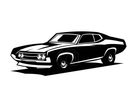 Illustration for Vector illustration of a ford torino cobra car silhouette. isolated white background view from side. Best for car industry, logo, badge, emblem, icon, design sticker, shirt. - Royalty Free Image