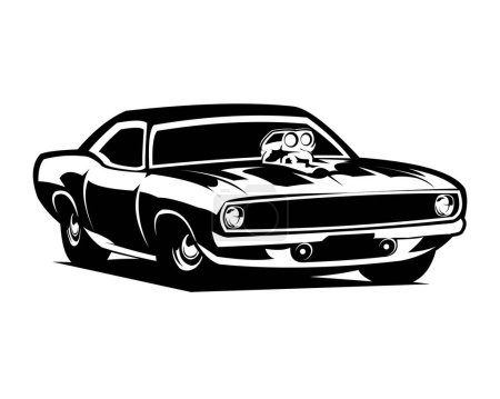 Illustration for Dodge challenger 70's isolated foreground white background. best for logos, badges, emblems, icons, available in eps 10. - Royalty Free Image