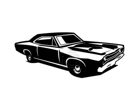 Illustration for Dodge super bee 1969. vector illustration silhouette. isolated white background view from side. Best for logo, badge, emblem, icon, sticker design, shirt design, car industry. - Royalty Free Image