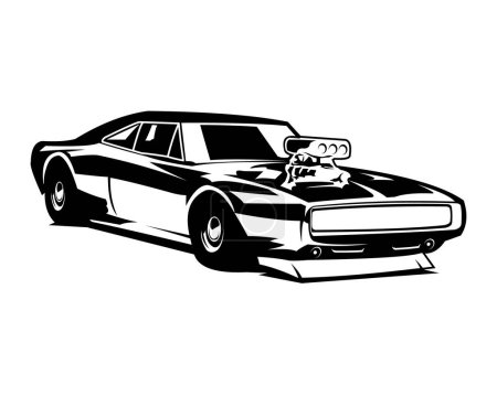 Illustration for Dodge charger 1970 Retro Classic isolated on white background view from side. vector illustration available in eps 10. - Royalty Free Image