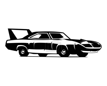 Téléchargez les illustrations : 1970 Plymouth Superbird. fond blanc isolé montré du côté. meilleur pour badge, emblème, icône, conception d'autocollants. disponible en eps 10 - en licence libre de droit