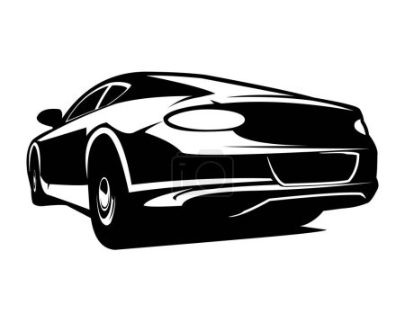 Illustration for Bentley mulsanne car silhouette. isolated white background view from behind. Best for logos, badges, emblems, icons, sticker designs, old vintage car industry. - Royalty Free Image