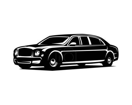 Téléchargez les illustrations : Bentley Mulsanne. fond blanc isolé montré du côté. Meilleur pour logo, badge, emblème, icône, conception d'autocollants, industrie automobile - en licence libre de droit