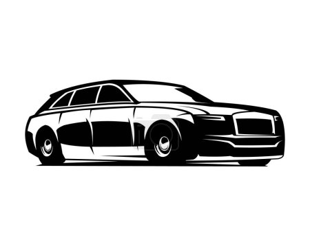 Téléchargez les illustrations : Silhouette de Bentley Mulsanne. fond blanc isolé montré du côté. meilleur pour logo, badge, emblème, icône, design autocollant. - en licence libre de droit
