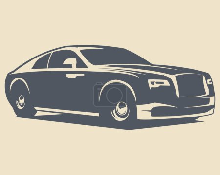Illustration for Rolls-Royce Ghost vintage vector logo. isolated from the side. best for logos, badges, emblems, icons, design stickers, vintage car industry. available in eps 10 - Royalty Free Image