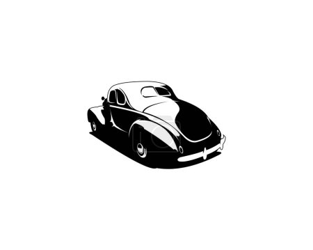 Illustration for Vector design silhouette of 1932 Ford coupe. premium isolated white background view from behind. best for logo, badge, emblem, icon, sticker design. available in eps 10 - Royalty Free Image