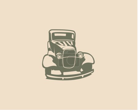 Téléchargez les illustrations : La vieille Ford Caupe. vue de face avec style, conception vectorielle de voiture de légende. vue isolée de fond blanc de côté. meilleur pour les logos, insignes, emblèmes - en licence libre de droit