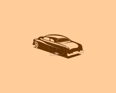 Téléchargez les illustrations : 1949 silhouette logo voiture coupé au mercure. vue latérale isolée fond blanc. Idéal pour les badges, les emblèmes, les autocollants design, les icônes et pour l'industrie automobile classique. disponible en eps 10. - en licence libre de droit