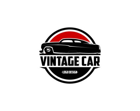 Ilustración de 1949 mercurio coupé logotipo del coche de época. etiquetado distintivo, emblema, icono, etiqueta engomada de diseño, industria del automóvil vintage. - Imagen libre de derechos