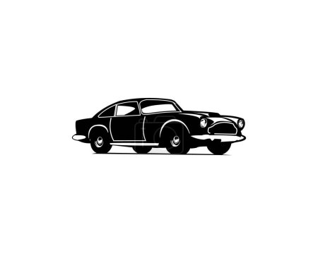 Ilustración de 1964 Aston Martin dbs logo silhouette. aislado en vista lateral de fondo blanco. Lo mejor para el diseño de insignia, emblema, icono y pegatina. - Imagen libre de derechos