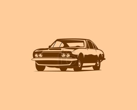Ilustración de 1964 Logotipo, emblema e insignia de Aston Martin dbs aislados sobre fondo blanco. Antiguo coche americano de los años 60. - Imagen libre de derechos