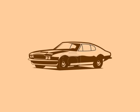 Ilustración de Aston Martin 1964 coche de época. presentado con insignias, emblemas, iconos, pegatinas de diseño. - Imagen libre de derechos