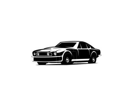 1964Aston Martin fond blanc silhouette vectorielle isolée montrée du côté. Idéal pour les badges, emblèmes, icônes, dessins d'autocollants, industrie automobile.
