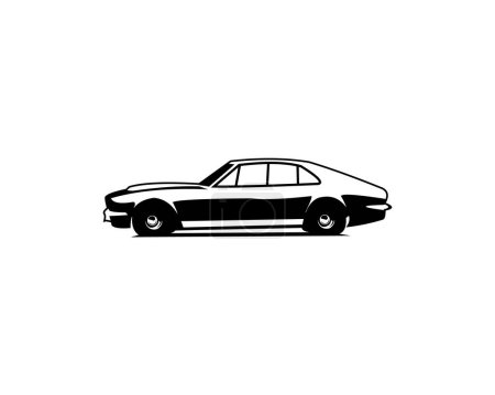 Illustration for Aston Martin Lagonda V8 Saloon. isolated white background shown from the side. premium illustration vector design. best for logo, badge, emblem, icon, sticker design. available in eps 10 - Royalty Free Image