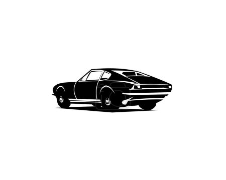 Illustration for Vector illustration of the aston martin v8 coupe car. served with a view from behind. best for badges, emblems, icons, stickers designs. available in eps 10 - Royalty Free Image