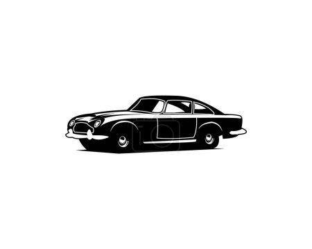 Ilustración de 1964 Aston Martin. silueta del logotipo del coche vintage. vista de fondo blanco aislado desde el lado. Mejor para el logotipo, insignia, emblema, icono, diseño de la etiqueta engomada - Imagen libre de derechos