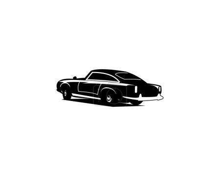 Ilustración de Silueta de 1955 aston martin db24 salón retro. vista de fondo blanco aislado por detrás. insignia del concepto del logotipo del vector, diseño de la etiqueta engomada, industria del transporte del coche. disponible en eps 10. - Imagen libre de derechos