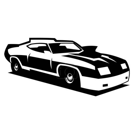 Illustration for 1973 Ford eagle GT car logo isolated on white background side view. best for badges, emblems, icons. vector illustration available in eps 10. - Royalty Free Image