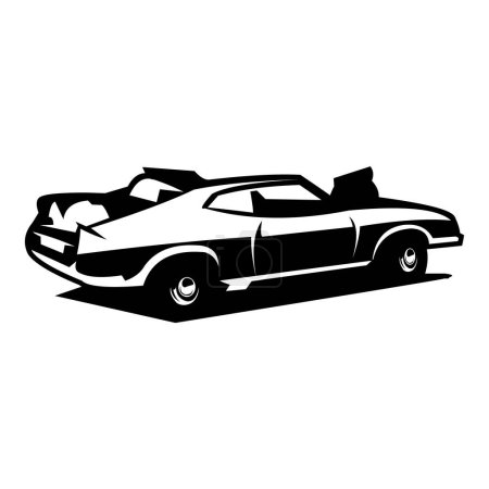 Illustration for 1973 Ford eagle GT logo silhouette isolated white background shown from behind. Best for car industry, badge, emblem, icon, sticker design. available eps 10. - Royalty Free Image