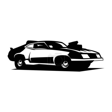Téléchargez les illustrations : 1973 Ford voiture silhouette logo. vue arrière-plan blanc isolé. Idéal pour les logos, les insignes, les emblèmes, les icônes, les dessins d'autocollants, l'industrie automobile. disponible en eps 10. - en licence libre de droit