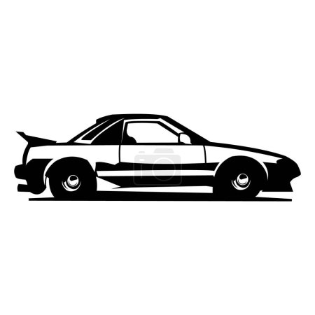 silhouette d'une Lotus Spirit 1976. vue arrière-plan blanc isolé. Idéal pour les logos, insignes, emblèmes, icônes, dessins d'autocollants, vieille industrie automobile vintage. disponible en eps 10
