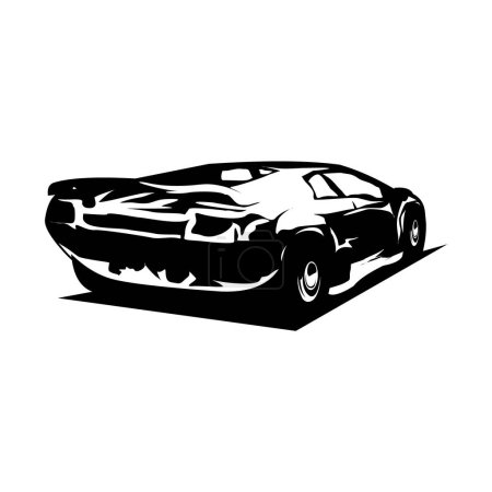 1976 Lotus Spirit silhouette de voiture. vue isolée de fond blanc de côté. Idéal pour les logos, les insignes, les emblèmes, les icônes, les dessins d'autocollants, l'industrie automobile. disponible en eps 10.