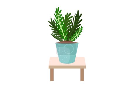 Téléchargez les illustrations : Décor à la mode à la maison avec des plantes, des feuilles tropicales. Illustration vectorielle - en licence libre de droit
