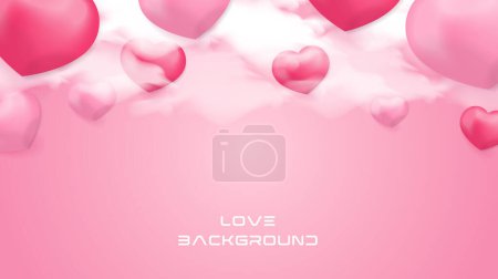 Illustration for Realistic love balloons and clouds background - Royalty Free Image