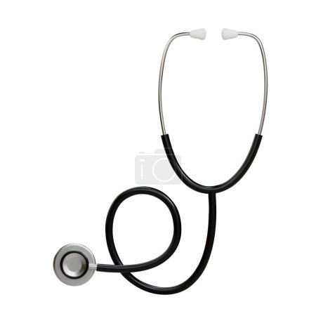3D medizinisches Stethoskop-Gerät. Symbolmedizin, Wellness und Online-Gesundheitskonzept. Isolierte Ikone realistische Vektor-Illustration auf weißem transparentem Hintergrund