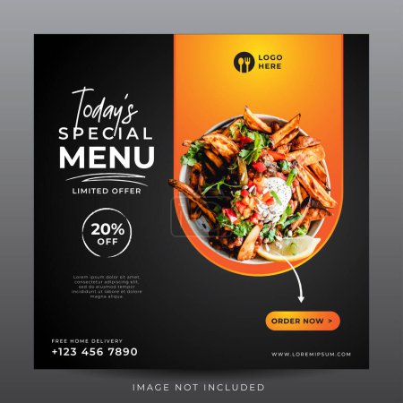 Illustration for Food menu banner for social media template - Royalty Free Image