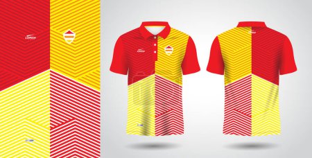 Téléchargez les illustrations : Polo rouge jaune sublimation maillot sport gabarit - en licence libre de droit
