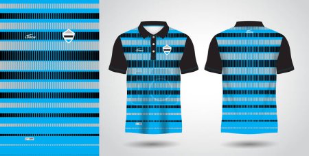 Téléchargez les illustrations : Modèle de conception de maillot de sublimation de polo sport bleu et noir - en licence libre de droit