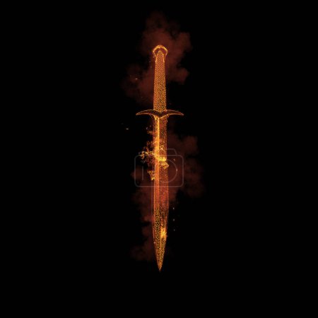 Foto de Espada ardiente con efecto de fuego (Ilustración 3D) - Imagen libre de derechos