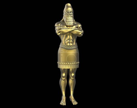 Photo for Dream Statue of King Nebuchadnezzar's Gold Golden (Daniel's Prophecies) Presentation 3D Illustration - Royalty Free Image