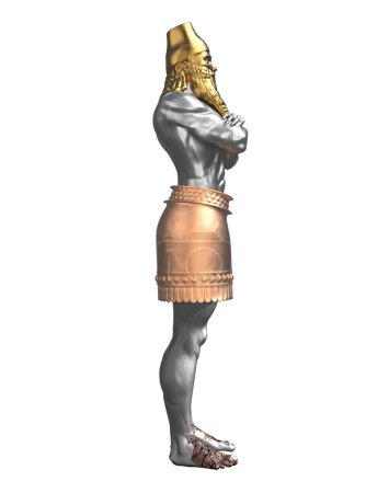 Foto de Estatua de sueño rey Nabucodonosor (Daniel profecías) Vista lateral Ilustración 3D con fondo blanco. - Imagen libre de derechos