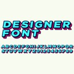 3D Bold Designer font set in vector format