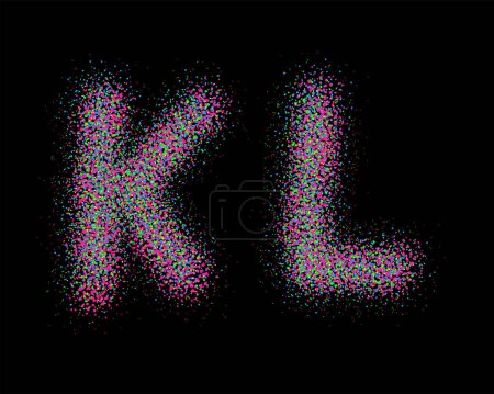 Ilustración de Colorido conjunto de fuentes Spray en formato vectorial. Letras K y L - Imagen libre de derechos