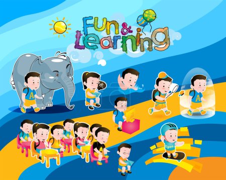 Illustration for Kids fun and learning icons set in vector format - Royalty Free Image