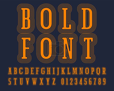 Illustration for Bold Condensed Aura wave font set design - Royalty Free Image
