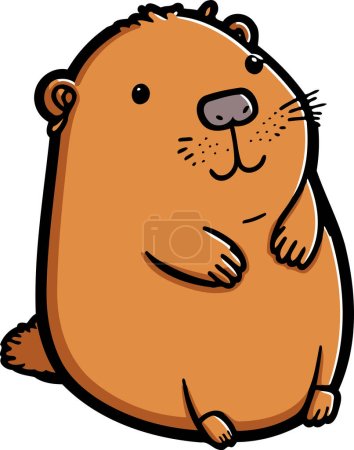 Minimalist illustration of a cute little baby capybara being sweet