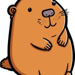 Minimalist illustration of a cute little baby capybara being sweet