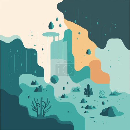 Ilustración de Illustration of nature displaying aquifer water made to illustrate world water day - Imagen libre de derechos