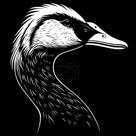 Illustration for Vector illustration of animal head goose a waterfowl bird species of the family Anatidae - Royalty Free Image