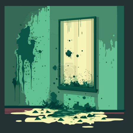 Illustration for Musty wall of contaminated room mold fungus vector illustration - Royalty Free Image
